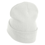 The Legendary Thunderbird Logo Embroidered 12 Inch Long Knitted Beanie - White OSFM