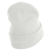 The Legendary Thunderbird Logo Embroidered 12 Inch Long Knitted Beanie - White OSFM