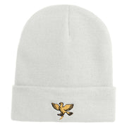 The Legendary Thunderbird Logo Embroidered 12 Inch Long Knitted Beanie - White OSFM