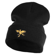 The Legendary Thunderbird Logo Embroidered 12 Inch Long Knitted Beanie - Black OSFM