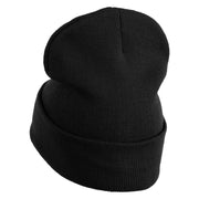 The Legendary Thunderbird Logo Embroidered 12 Inch Long Knitted Beanie - Black OSFM
