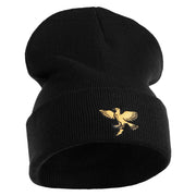 The Legendary Thunderbird Logo Embroidered 12 Inch Long Knitted Beanie - Black OSFM
