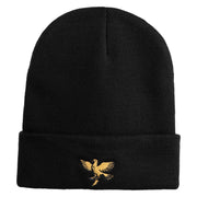The Legendary Thunderbird Logo Embroidered 12 Inch Long Knitted Beanie - Black OSFM