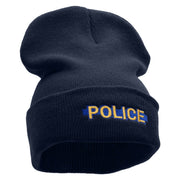 Police Blue Line Embroidered 12 Inch Solid Long Beanie Made in USA