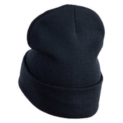 The Legendary Thunderbird Logo Embroidered 12 Inch Long Knitted Beanie - Navy OSFM