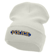 Police Blue Line Embroidered 12 Inch Solid Long Beanie Made in USA