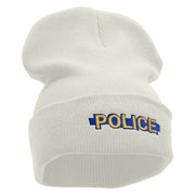 Police Blue Line Embroidered 12 Inch Solid Long Beanie Made in USA