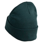 Mothman Head Logo Embroidered 12 inch Acrylic Blank Cuff Long Beanie - Dark Green OSFM