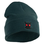Mothman Head Logo Embroidered 12 inch Acrylic Blank Cuff Long Beanie - Dark Green OSFM