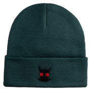 Mothman Head Logo Embroidered 12 inch Acrylic Blank Cuff Long Beanie - Dark Green OSFM