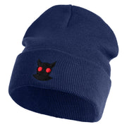Mothman Head Logo Embroidered 12 inch Acrylic Blank Cuff Long Beanie - Navy OSFM
