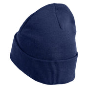 Mothman Head Logo Embroidered 12 inch Acrylic Blank Cuff Long Beanie - Navy OSFM