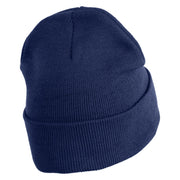 Mothman Head Logo Embroidered 12 inch Acrylic Blank Cuff Long Beanie - Navy OSFM