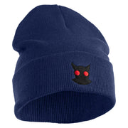 Mothman Head Logo Embroidered 12 inch Acrylic Blank Cuff Long Beanie - Navy OSFM