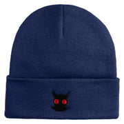 Mothman Head Logo Embroidered 12 inch Acrylic Blank Cuff Long Beanie - Navy OSFM