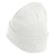 Mothman Head Logo Embroidered 12 inch Acrylic Blank Cuff Long Beanie - White OSFM