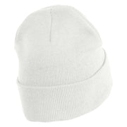 Mothman Head Logo Embroidered 12 inch Acrylic Blank Cuff Long Beanie - White OSFM