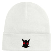 Mothman Head Logo Embroidered 12 inch Acrylic Blank Cuff Long Beanie - White OSFM