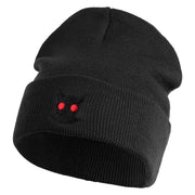 Mothman Head Logo Embroidered 12 inch Acrylic Blank Cuff Long Beanie - Black OSFM