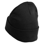 Mothman Head Logo Embroidered 12 inch Acrylic Blank Cuff Long Beanie - Black OSFM
