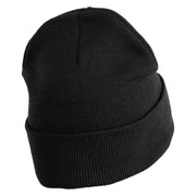 Mothman Head Logo Embroidered 12 inch Acrylic Blank Cuff Long Beanie - Black OSFM