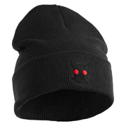 Mothman Head Logo Embroidered 12 inch Acrylic Blank Cuff Long Beanie - Black OSFM