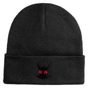 Mothman Head Logo Embroidered 12 inch Acrylic Blank Cuff Long Beanie - Black OSFM