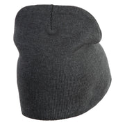 Mothman Silhouette Symbol Embroidered 8 Inch Knitted Short Beanie - Dark Grey OSFM