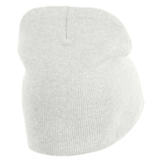 Mothman Silhouette Symbol Embroidered 8 Inch Knitted Short Beanie - White OSFM