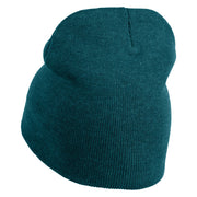 Mothman Silhouette Symbol Embroidered 8 Inch Knitted Short Beanie - Turquoise OSFM