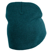 Mothman Silhouette Symbol Embroidered 8 Inch Knitted Short Beanie - Turquoise OSFM