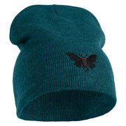 Mothman Silhouette Symbol Embroidered 8 Inch Knitted Short Beanie - Turquoise OSFM