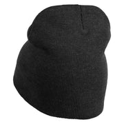 Mothman Silhouette Symbol Embroidered 8 Inch Knitted Short Beanie - Black OSFM