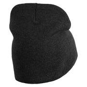 Mothman Silhouette Symbol Embroidered 8 Inch Knitted Short Beanie - Black OSFM