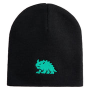 Hodag Silhouette Symbol Embroidered 8 inch Acrylic Short Blank Beanie - Black OSFM