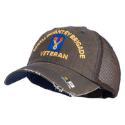 U.S. Army 196th Infantry Brigade Embroidered Low Profile Special Cotton Mesh Cap - Brown-Khaki OSFM