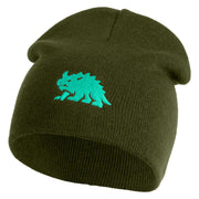Hodag Silhouette Symbol Embroidered 8 inch Acrylic Short Blank Beanie - Olive OSFM