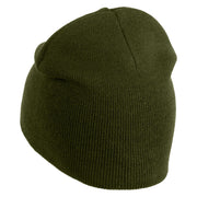 Hodag Silhouette Symbol Embroidered 8 inch Acrylic Short Blank Beanie - Olive OSFM