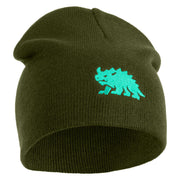 Hodag Silhouette Symbol Embroidered 8 inch Acrylic Short Blank Beanie - Olive OSFM