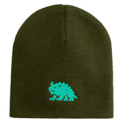 Hodag Silhouette Symbol Embroidered 8 inch Acrylic Short Blank Beanie - Olive OSFM