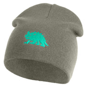 Hodag Silhouette Symbol Embroidered 8 inch Acrylic Short Blank Beanie - Grey OSFM