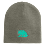 Hodag Silhouette Symbol Embroidered 8 inch Acrylic Short Blank Beanie - Grey OSFM