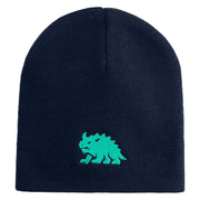 Hodag Silhouette Symbol Embroidered 8 inch Acrylic Short Blank Beanie - Navy OSFM