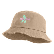 Bigfoot Carrying Fish Design Embroidered Unisex Multipurpose Crushable Cotton Twill Bucket Hat - Khaki M