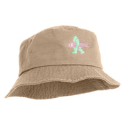 Bigfoot Carrying Fish Design Embroidered Unisex Multipurpose Crushable Cotton Twill Bucket Hat - Khaki M