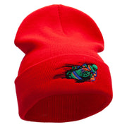 Moto Racer Embroidered 12 Inch Long Knitted Beanie