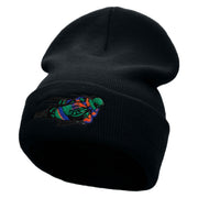 Moto Racer Embroidered 12 Inch Long Knitted Beanie