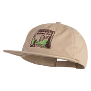 Yosemite National Park Fishing Bigfoot Embroidered 5 Panel Cotton High Profile Flat Bill Unstructured Cap - Khaki OSFM