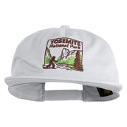 Yosemite National Park Fishing Bigfoot Embroidered 5 Panel Cotton High Profile Flat Bill Unstructured Cap - White OSFM