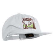 Yosemite National Park Fishing Bigfoot Embroidered 5 Panel Cotton High Profile Flat Bill Unstructured Cap - White OSFM